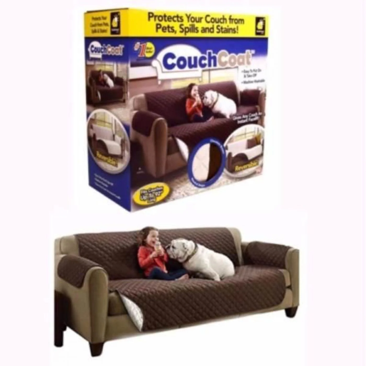 REVERSIBLE WASHABLE COUCH COAT COVER (Random Color) 2 REVERSIBLE WASHABLE COUCH COAT COVER (Random Color) - Image 2