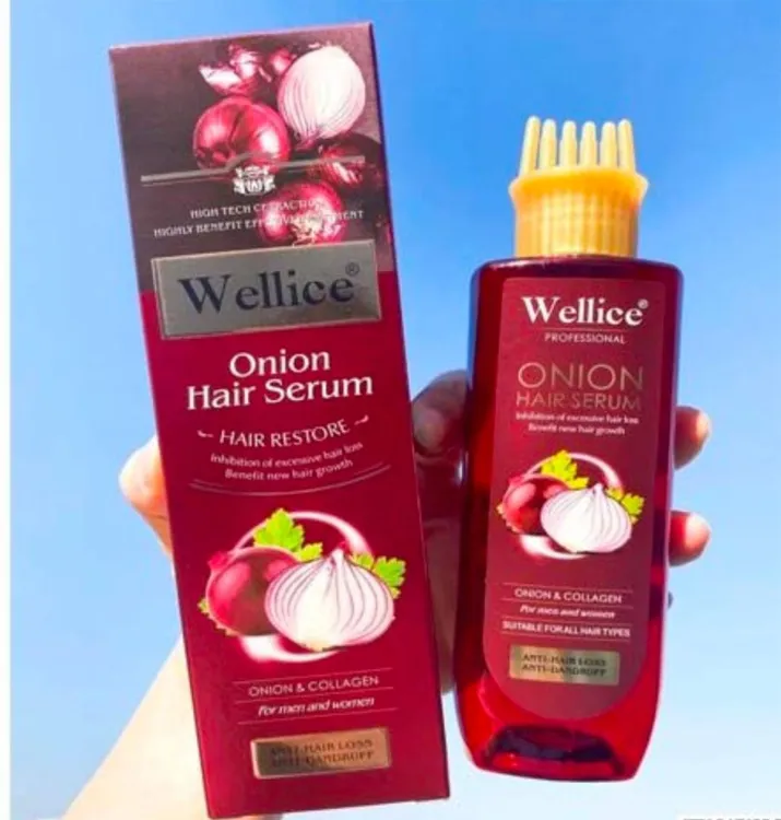 Wellice Onion Hair Serum Anti hair loss & Anti dandruff Onion & Collagen Hair Serum With Comb Head 200ml