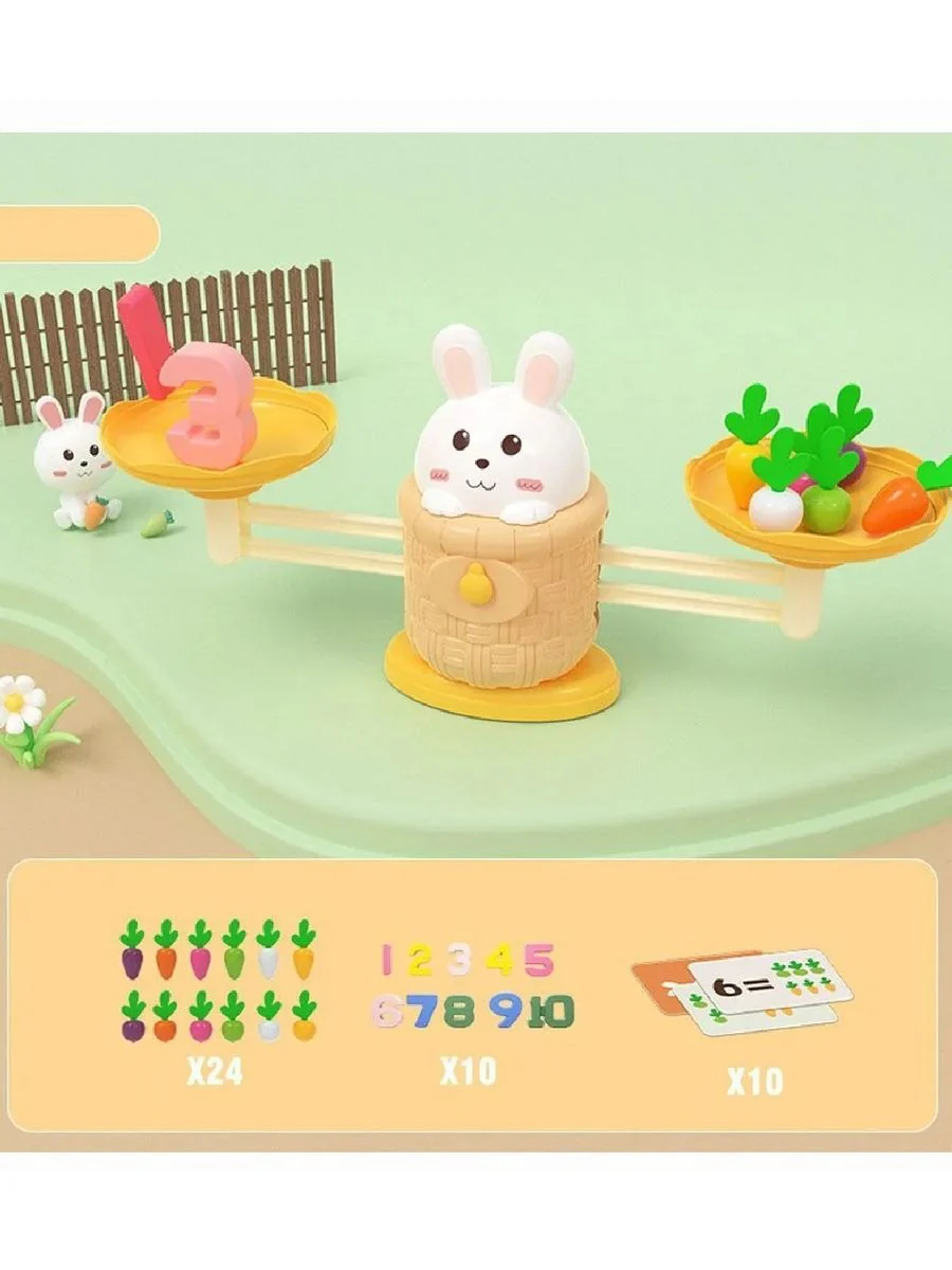 Rabbit Carrot Math Balance Toy Set,educational tool Preschool Shape Matching Toys Carrot Counting Game 3 Rabbit Carrot Math Balance Toy Set,educational tool Preschool Shape Matching Toys Carrot Counting Game - Image 3