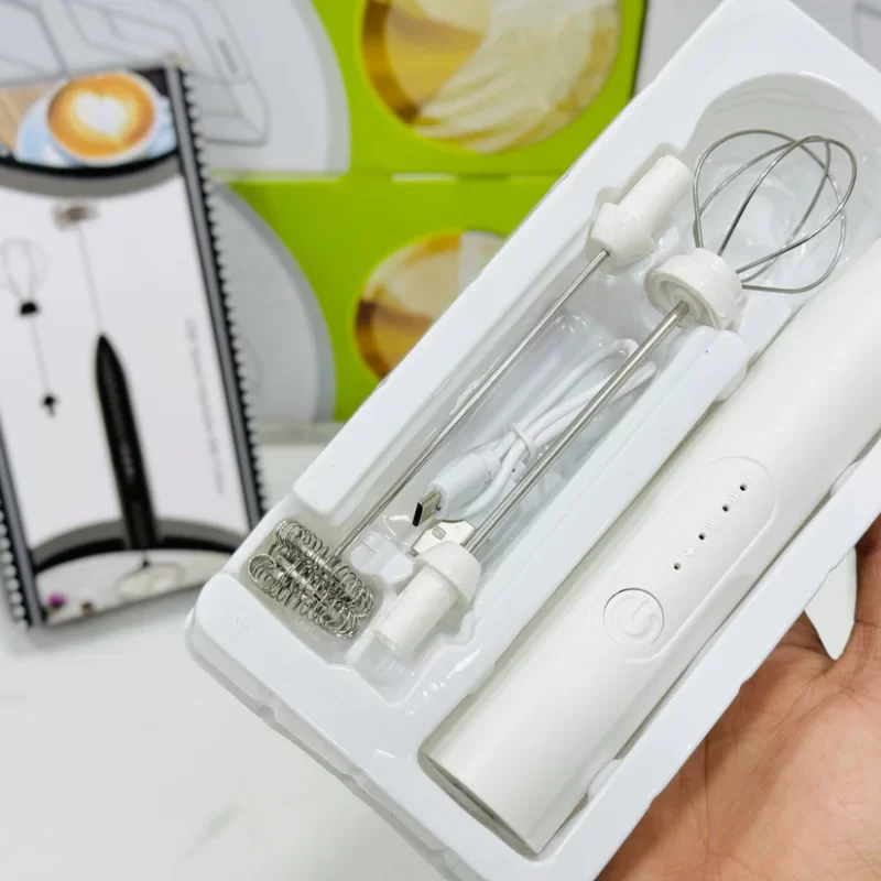 2 in 1 Handheld Electric Milk Frother Whisk Egg Beater USB Rechargeable Coffee Mixer (random color)